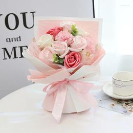 Decorative Flowers 11pcs Creative Scented Artificial Soap Rose Bouquet Gift Bags Valentine's Day Birthday Bridal Wedding Decor