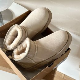 Winter-Senfsamen-Ultra-Mini-Stiefel, Designer-Damen-Australie-Schaffell-Woll-Knöchel-Australien-Stiefel, flache Absätze, klassische Schneestiefel, Größe 35–40