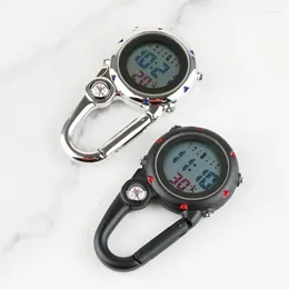 Pocket Watches Digital Carabiner Clip Watch Sport Outdoor Hook Clock Gift Electronic Luminous Multi-function Stainless