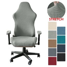 Chair Covers Jacquard Gaming Chair Cover Stretch Washable Polar Fleece Office Seat Covers Anti-Slip Plaid Armchairs Slipcover For Home Decora 231013