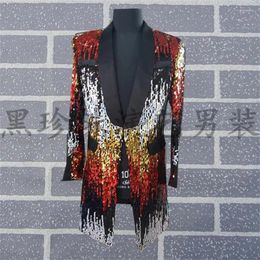 Men's Suits Men Designs Masculino Homme Terno Stage Costumes For Singers Multicolour Sequin Blazer Dance Clothes Jacket Star Style