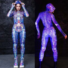 Theme Costume Zawaland Halloween CosplayCome Hooded Zentai Catsuit 3D Digital Printing Carnival Party Women Outfits Bondage Suit T231013