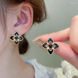 Stud Earrings Stylish Hollowed Out Oil DrIp Flower For Women Light Luxury High-end Women's Gift Jewellery