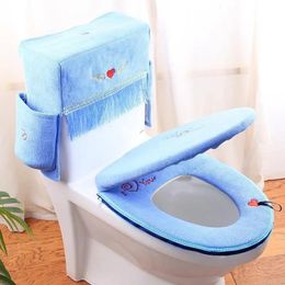 Toilet Seat Covers 3 Pieces Suit Combination Toilet Seat Cushion Cover Four Seasons Bathroom Soft Toilet Seat Mat Accessories Bathroom Home 231013