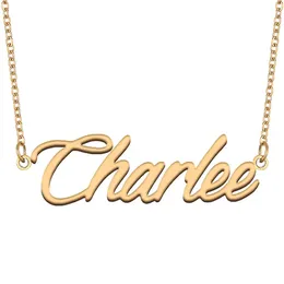 Pendant Necklaces Charlee Nameplate Necklace For Women Stainless Steel Jewelry Gold Plated Name Chain Femme Mothers Girlfriend Gift