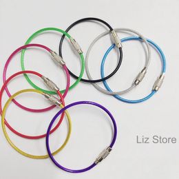 Wire Rope Key Ring Anti-lost Keychain Stainless Steel Steels Wire Circle Jewellery Decor Candy Colours Luggage Hang Tag Rings TH1194