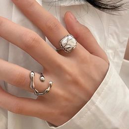Cluster Rings Fashion Silver Plated Index Finger For Women 2023 Creative Simple Irregular Geometric Party Jewelry Gifts