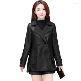 Women's Leather ZXRYXGS Superior Pu Women Coats Reversible Fashion Beautiful Jackets 2023 Autumn Winter Top Slimming Clothing