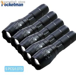 Torches HOT 5 PCS/LOTS High PowerT6 5 Modes Super Bright LED Flashlight Waterproof Zoomable Torch Lights Q231013