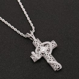 Iced Out Animal Snake Cross Pendant 4mm Tennis Chain Necklace Gold Silver Bling Cubic Zirconia Men Hip hop Rock Jewelry230G