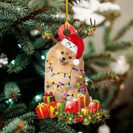 Christmas Decorations Christmas Tree Pendant Cute Puppy Resin Acrylic Dog Drop Ornament Year Festive Party Supplies Room Decoration Xmas Gift 231013