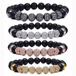 Gemstone Beaded Bracelet Sisters Couple Charm Natural Stone Yoga Bracelet Lava Essential Oil Aromatherapy 12pcs246y