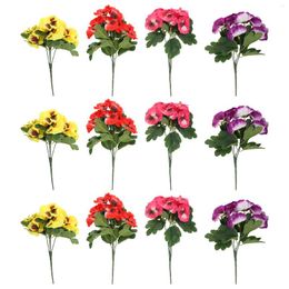 Decorative Flowers 12pcs Artificial Bunches Pansies Faux Flower Vase Ornaments