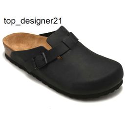 New 23ss designer Boston summer cork flat slippers Fashion brand designs leather slippers Beach sandals Casual shoes Clogs Women Men Slides