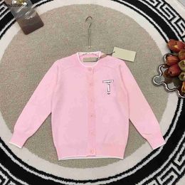 hollow out cardigan for kids Chest logo letter print baby sweater Size 100-150 CM designer round neck girl Knitted Jacket Oct10