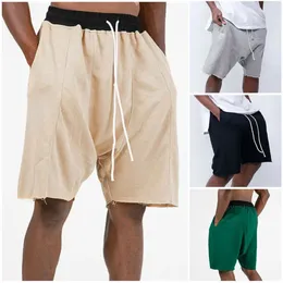 Men's Shorts Men Training Sports Casual Fashion Cotton Fitness Running Solid Loose Drawstring Knee Length