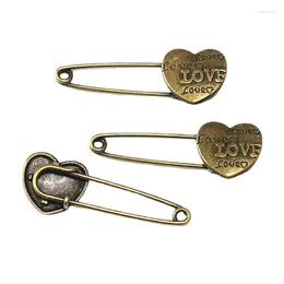 Brooches 10PCS 54 19MM Antique Bronze Plated Hearts Pins Charms Diy Jewelry Accessories