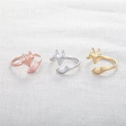 10pcs lot Cute Fox Ring Gold Silver Rose Gold Fox rings unique rings adjustable rings animal rings stretch rings cute rings cool r321m