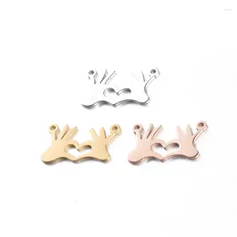 Charms 5PCS/lot Stainless Steel Double Holes Hands Gesture Okay Charm Pendants For Jewelry DIY Making Hand Accessories