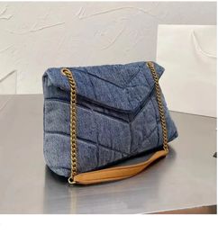 Hot Designer LOULOU Shoulder Purse Canvas Luxury handbag with sewn leather Women's Metal Chain Women's Crossbody Bag High quality clamshell express bag purse