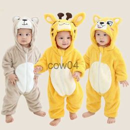 Rompers Baby jumpsuit Kigurumi tight fitting suit Fox giraffe bear pajamas cotton boy girl animal clothing cartoon flannel baby jumpsuit 0-2Y x1013