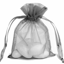 Silver Gray Organza Drawstring Pouch Party Candy Sack Earrings Ring necklace Braceklets Jewelry Gift Packaging Bag3062
