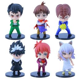 Mascot Costumes 6pcs/1set Anime Yuyu Hakusho 10cm Anime Figure Yuusuke Urameshi Kurama Fleeting Shadow Pvc Action Figure Adult Model Doll Toys