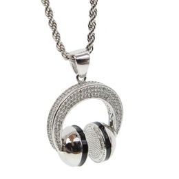 Music DJ Headphone Pendant Necklaces Silver Colour Chain Men Women Hip Hop Jewellery Rock Headset Necklace Lovers Gift Chains304I
