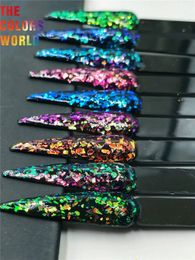 Acrylic Powders Liquids TCT350 Chameleon Shift Color Mylar Shard Irregular Nails Glitter Nail Decoration Body Art Tumblers Crafts Festival Accessories 231012