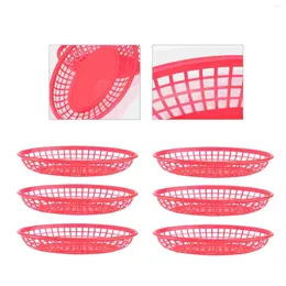 Dinnerware Sets 32Pcs Fast Baskets Oval Basket Serving French Fry Storage Bin Kitchen Accessories ( Red )