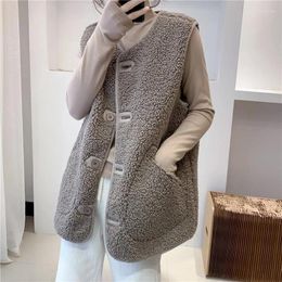 Women's Vests Autumn Winter 2023 Korean Imitation Lamb Fur And Vest Women Loose With Sleeveless Casual Waistcoat Coats Female Outerwea