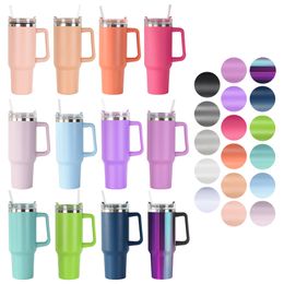 Wholesale 40oz Water Bottles Trendy 40OZ Stainless Steel Tumblers With Handle Lid Straw Thermos Cups Beer Mug Insulated Outdoor Camping Cups 1013