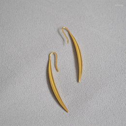 Hoop Earrings Brass Gold Plated Cold Wind Wolf Tooth Water Drop Exaggeration Smooth Face Simple Crescent Small Trendy