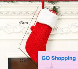 Quality Knitting Wool Christmas Stocking Xmas Tree Ornament Santa Candy Gift Bag Knitted Socks Prop Socks Party Pendant Decorations