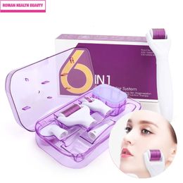 Beauty Microneedle roller 6 in 1 Microneedle Derma Roller Kit for Face Eye Body 300/720/1200 Rolling System Microneedling Roller Beauty Care Tool 231012