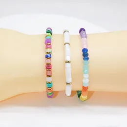 Link Bracelets Fashion Colourful Natural Stone Bracelet For Women Shell Bead Ladies Girls Summer Boho Jewellery Gifts Wholesale 2023