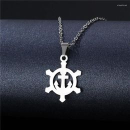 Pendant Necklaces Rope Boat Anchor Retro Caribbean Pirate Ship Rudder Stainless Steel Men's Necklace Steering Wheel Antique Jewellery