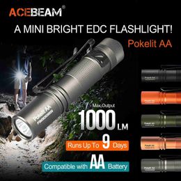 Torches ACEBEAM Pokelit AA EDC Flashlight 1000 Lumens High CRI90 USB-C Rechargeable IP68 Small Pocket LED Flashlight for Everyday Carry Q231013