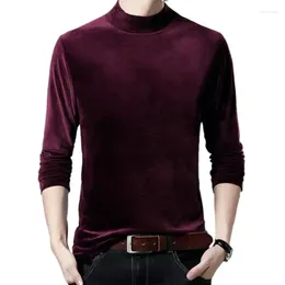 Men's T Shirts Autunm And Winter Men Casual Turtleneck Velvet Shirt Spring Fashion Long Sleeve Velour Tee Tops Plus Size Streetwear