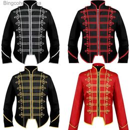 Theme Costume Men's Vintage Military Punk Jacket Golden Rock Star Performance Tuxedo Steampunk Marching Band Drummer Coat Victorian ComeL231013