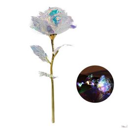 Party Favor 24K Gold Foil Rose Flower Led Luminous Everlasting Mother Valentines Day Gift Drop Delivery Home Garden Festive Supplies Dhcji