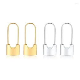 Hoop Earrings Fashion Women Circle Black Gold Color Silver Titanium Heart-shaped Lock Jewelry