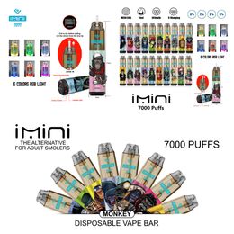 100% Newst Hot Sell Authentic Imini 7000 Puffs Disposable Vape Pen 850 mAh Recharger Battery 20 Flavours Cheap Vape