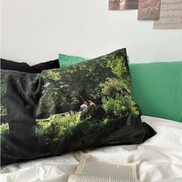 Pillow Case Ins Scenery Cushion Cover Soft Cotton Pillowcase Decorative Pillow Case Living Room Throw Pillow Cover 48x74cm 231013