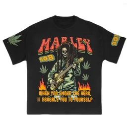 Men's T Shirts MARLE Casual Gradient Devil Print Round Neck Short-sleeved T-shirt Hip-hop Daily Shirt For Men Big Size Camiseta