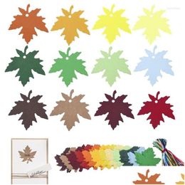 Decorative Flowers Hang Leaf Tags Maple Paper With String Mti-Function Leaves For Thanksgiving Wedding Diy Gift Dhriz