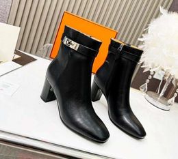 H Leather Ankle Boot Discount Calfskin Desinger Shoes Women Size 35-40