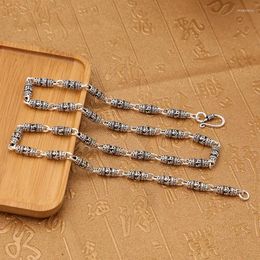 Chains Factory Wholesale S925 Sterling Silver Jewellery Retro Thai Six-word Mantra Barrel Beads Trend Men And Women Necklace