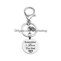 Key Rings Stainless Steel Love Dad Mom Son Coin Key Ring Heart Charm Keychain Holder Bag Hangs Fashion Jewellery For Women Men Will And Dhwuz