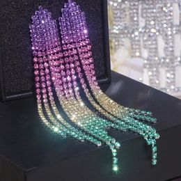 Dangle Earrings Trendy Women's Rhinestone Tassel Temperament Dinner Party Jewellery Shiny Crystal Long Drop Accessories